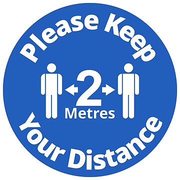 Artwork thumbnail, Please Keep Your Distance 2 metres - Rounded Sign, Blue and White by SocialShop