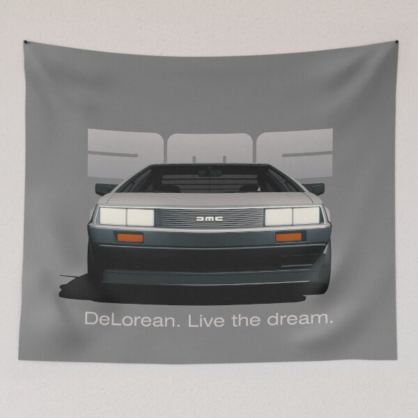 Item preview, DeLorean DMC-12 cartoon retro style car front view with slogan designed and sold by BadPixel.