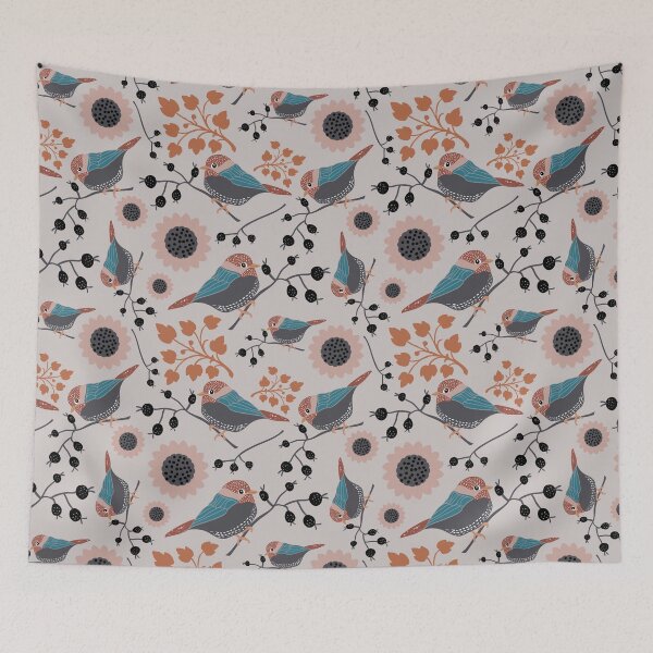 Item preview, Pink & Rust Chickadee Berry Floral  designed and sold by StudioPosies.