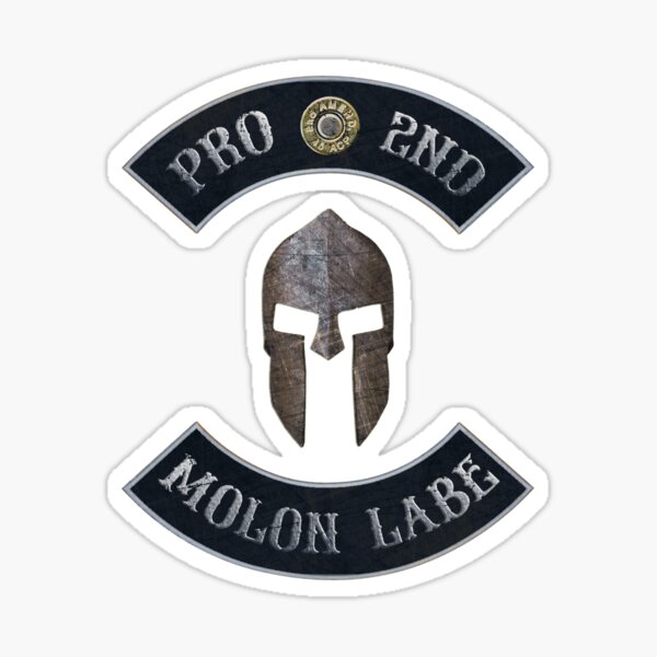Pro 2nd Amendment, Molon Labe in Rockers with Spartan Helmet Sticker