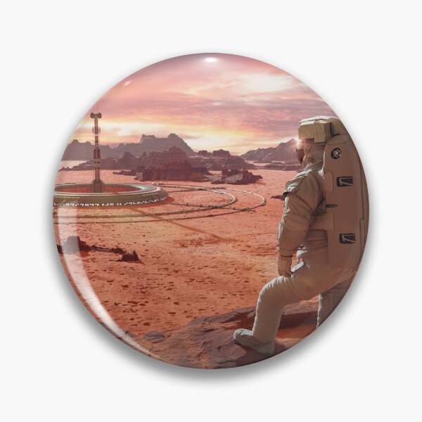 Item preview, astronaut on planet Mars, looking at a martian colony designed and sold by DottedYeti.