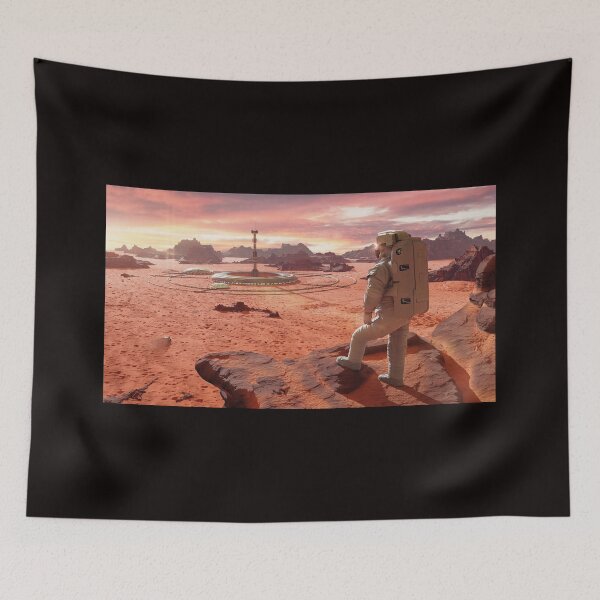 Item preview, astronaut on planet Mars, looking at a martian colony designed and sold by DottedYeti.