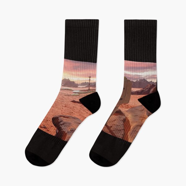 Item preview, astronaut on planet Mars, looking at a martian colony designed and sold by DottedYeti.