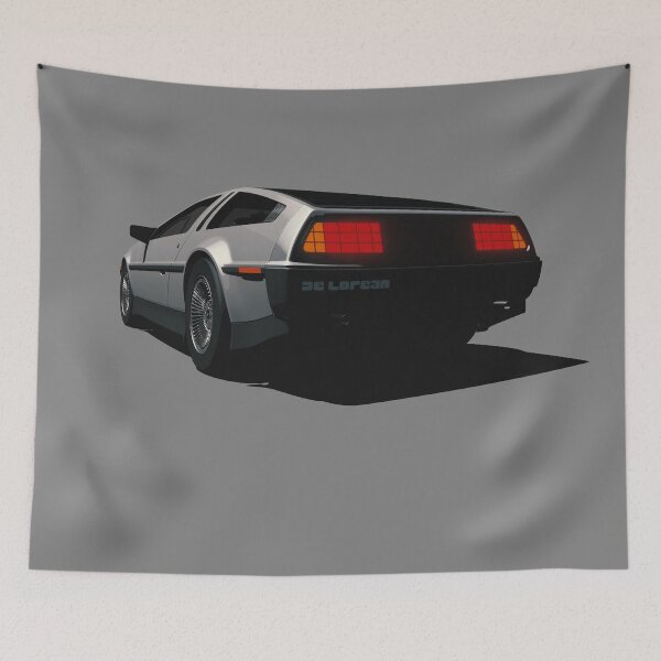 Item preview, DeLorean DMC-12 cartoon retro style car back view designed and sold by BadPixel.