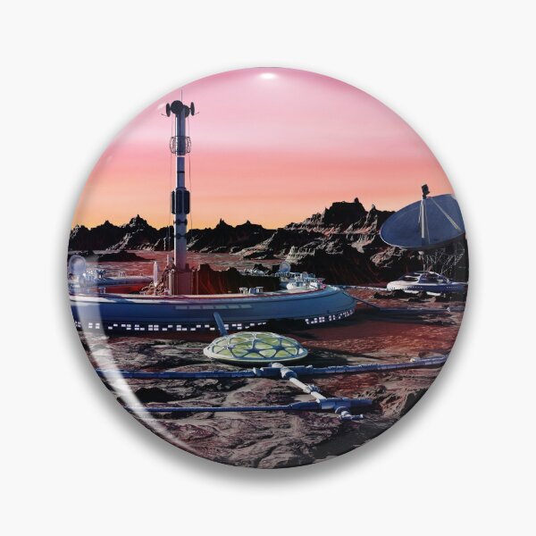 Item preview, station on Mars surface, first martian colony in desert landscape on the red planet designed and sold by DottedYeti.