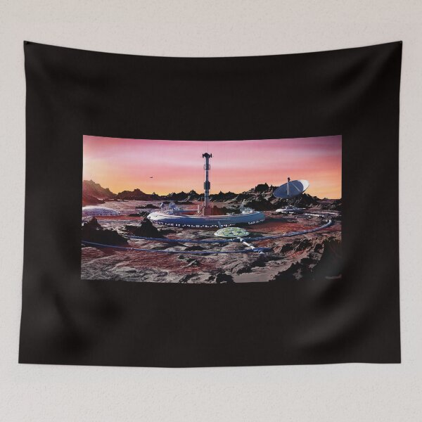 Item preview, station on Mars surface, first martian colony in desert landscape on the red planet designed and sold by DottedYeti.