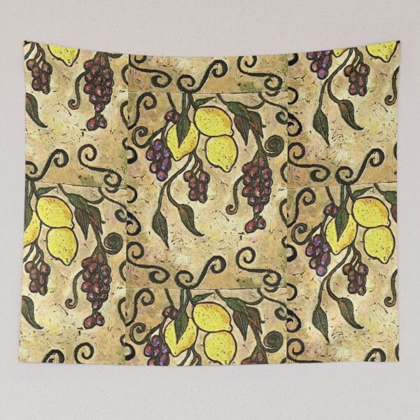 Item preview, Tuscan Lemons / Italy Art / Grapes / Trellis / Lemoncello / Rustic / Thick paint designed and sold by artenvironments.