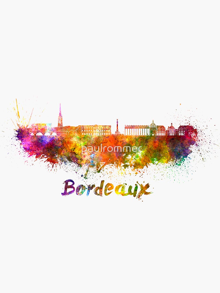 "Bordeaux skyline in watercolor" Sticker by paulrommer Redbubble