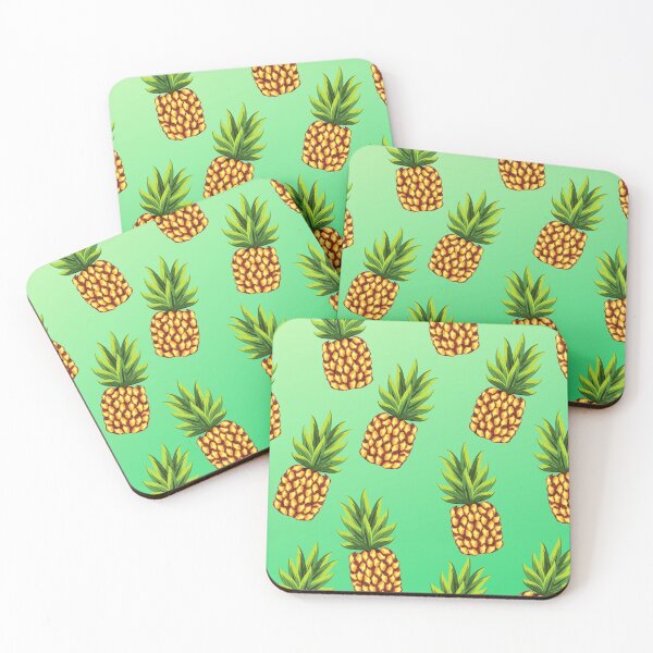 Item preview, Pineapple and leaves on green backround designed and sold by Delicarte.