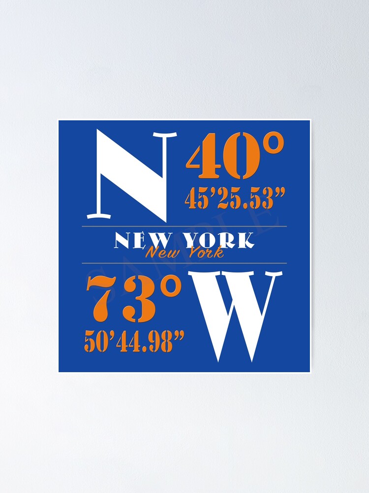 "New York Longitude Latitude Coordinates" Poster by JYellin Redbubble