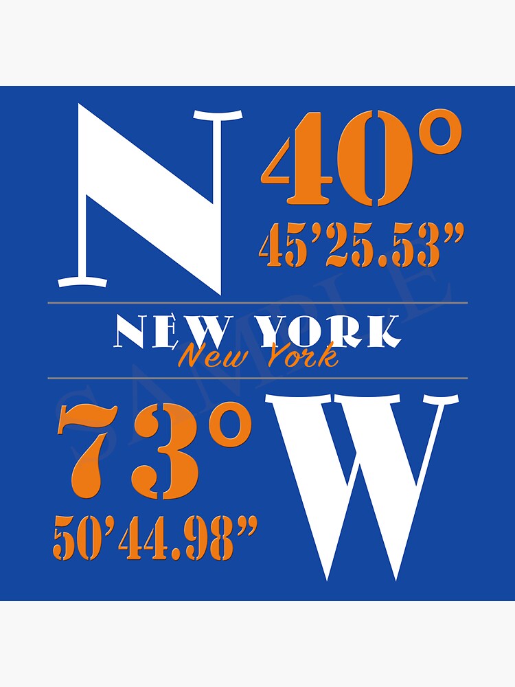 quot New York Longitude Latitude Coordinates quot - Bg,f8f8f8 Flat,750x,075,f Pad,750x1000,f8f8f8