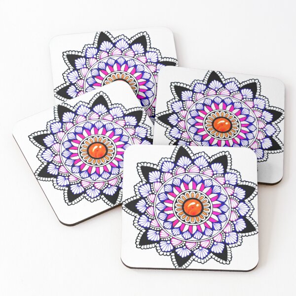 Item preview, A mandala design in pink, blue, orange and black designed and sold by SoniKapoor.