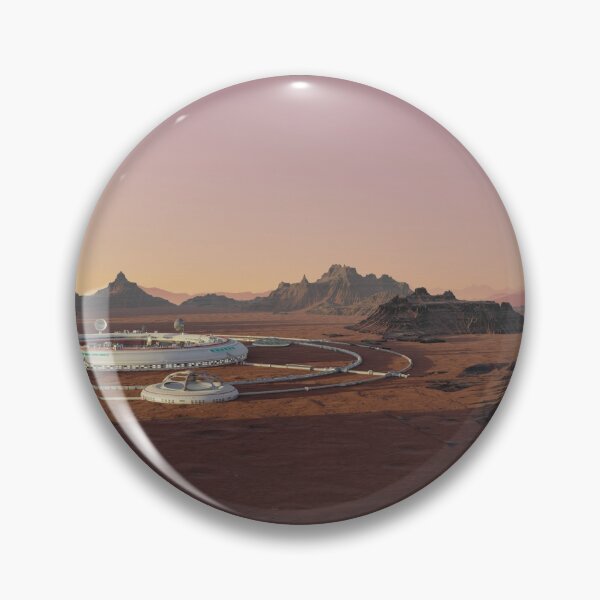 Item preview, station on Mars surface,  colony in desert landscape on the red planet designed and sold by DottedYeti.