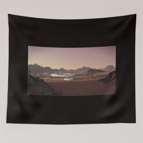 Item preview, station on Mars surface,  colony in desert landscape on the red planet designed and sold by DottedYeti.