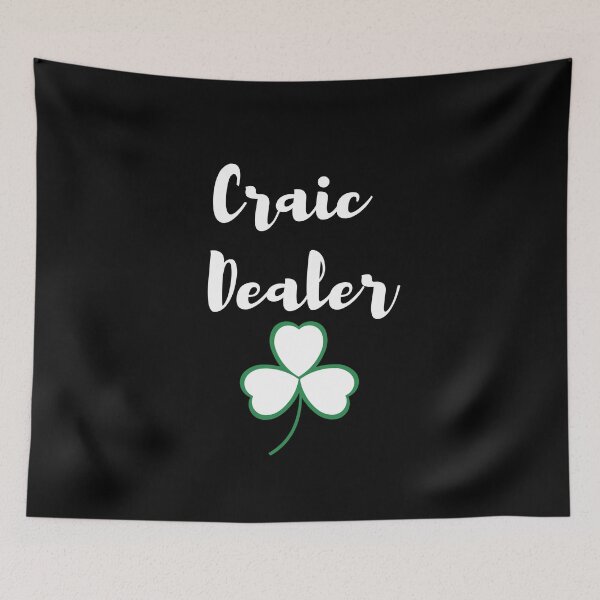 Item preview, Craic Dealer Fun Irish design white print on black mask pin sticker tshirt tee designed and sold by denisetees.