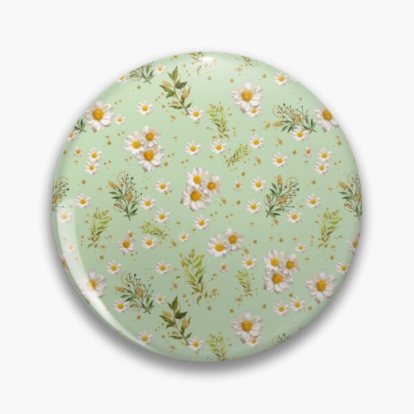 Item preview, White Daisies Field Jade Floral Pattern designed and sold by dmr studio.