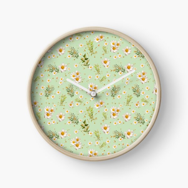 Item preview, White Daisies Field Jade Floral Pattern designed and sold by dmr studio.