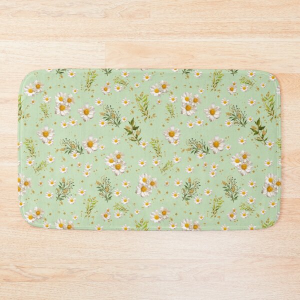 Item preview, White Daisies Field Jade Floral Pattern designed and sold by dmr studio.