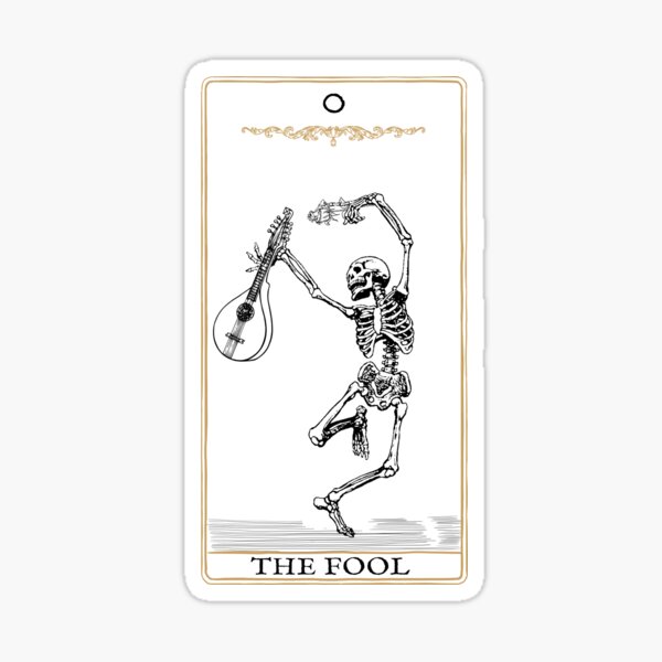 The Fool Tarot Card, Skeleton Tarot, Major Arcana Sticker