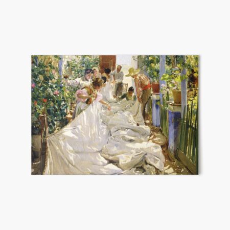 Joaquín Sorolla - Sewing the Sail Art Board Print