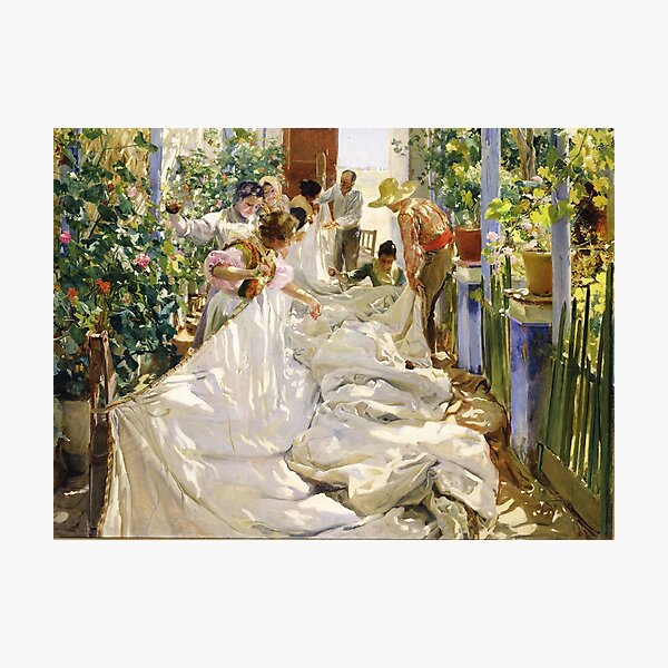 Item preview, Joaquín Sorolla - Sewing the Sail designed and sold by Impressionist Masters.