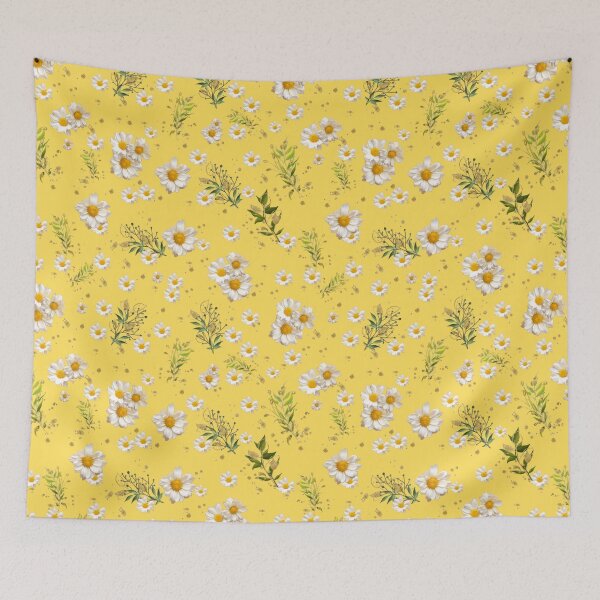 Item preview, White Daisies Field Floral Yellow Pattern Garden Gerbera designed and sold by dmr studio.