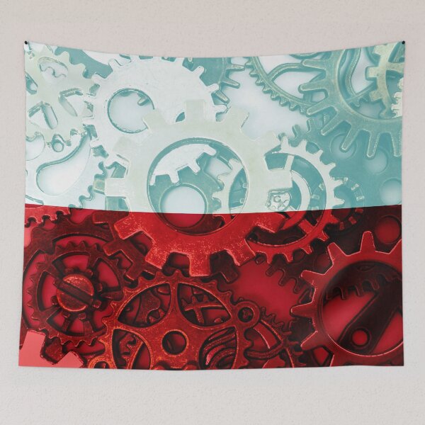Item preview, Gear Flag of Poland Industrial Mechanic Engineer Flags designed and sold by Dr-Pen.