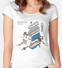 Nissan L6 Exploded View Women's Fitted Scoop T-Shirt