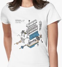 Nissan L6 Exploded View Women's Fitted T-Shirt