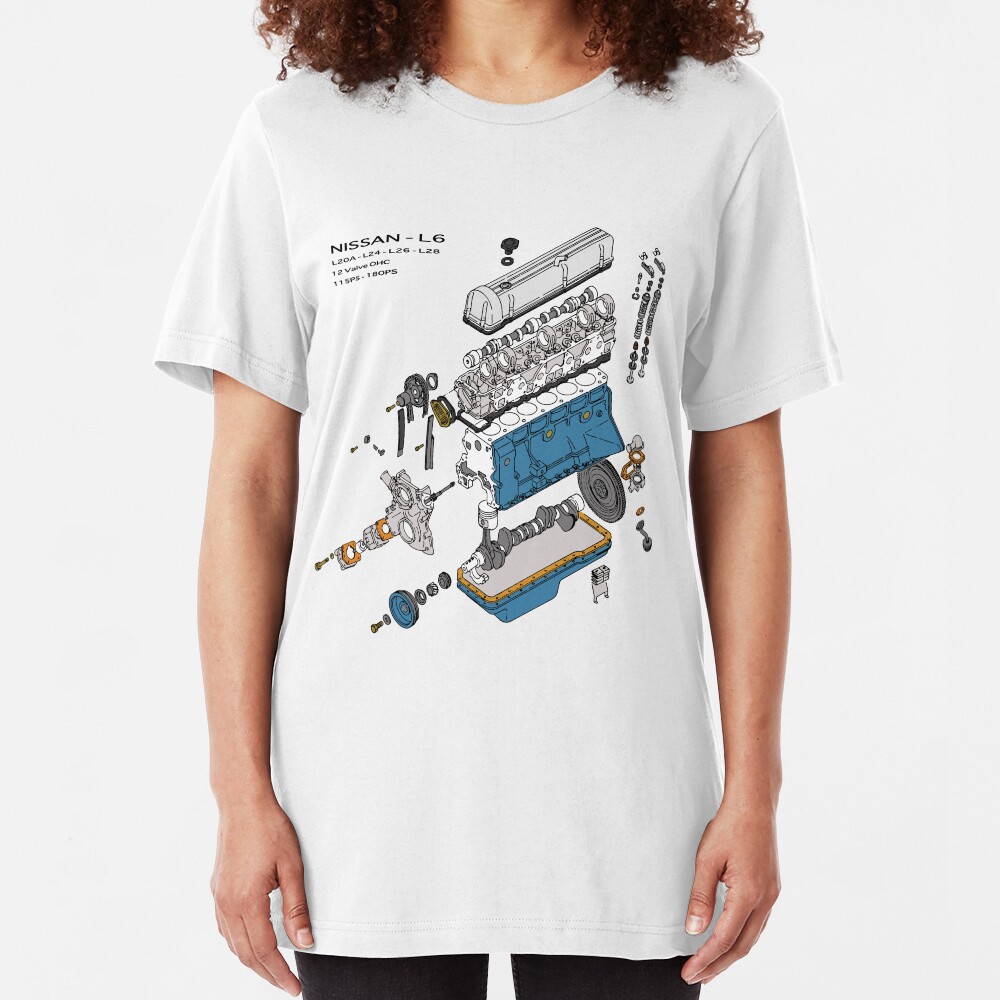 Nissan L6 Exploded View Slim Fit T-Shirt