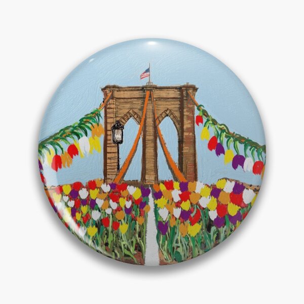 Brooklyn Bridge Flowers Pin