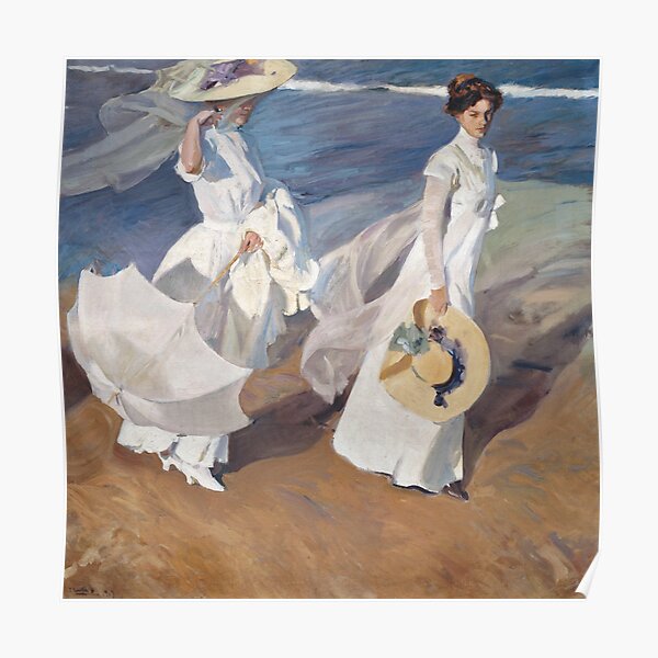 Joaquín Sorolla - Strolling along the Seashore Poster