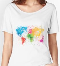 world map painting Women's Relaxed Fit T-Shirt