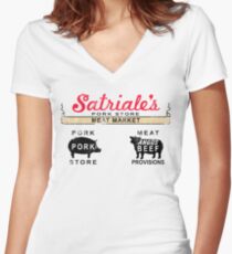 Satriale's Distressed Tee Women's Fitted V-Neck T-Shirt