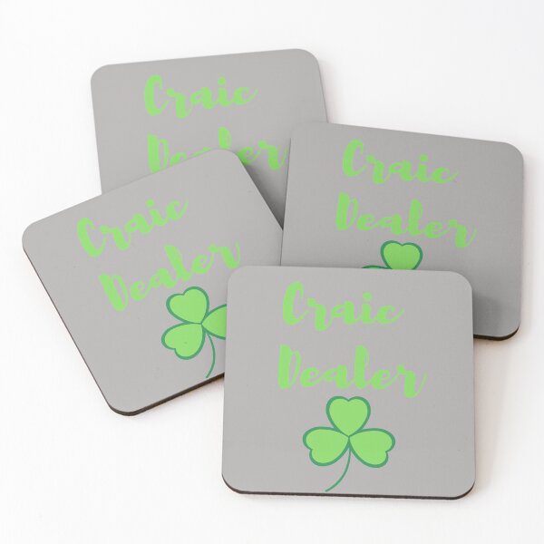 Item preview, Craic Dealer Fun Irish design green print on grey mask pin tshirt tee sticker designed and sold by denisetees.