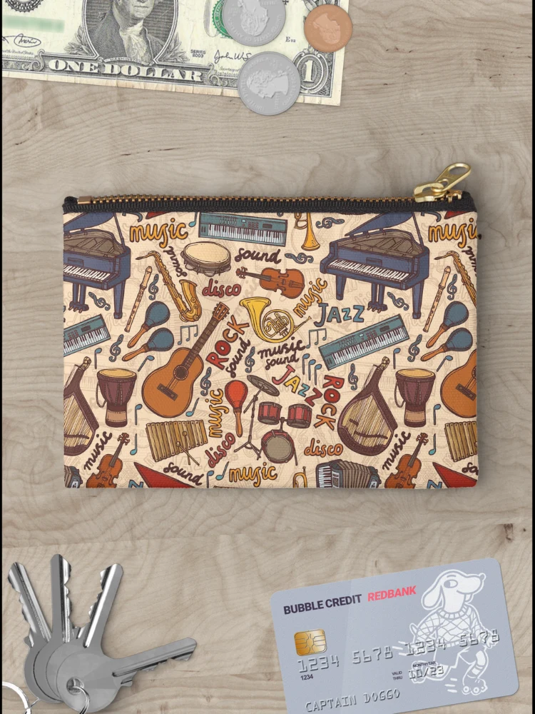 Thumbnail 3 of 4, Zipper Pouch, Band Instruments Seamless Music Pattern designed and sold by edwardecho.