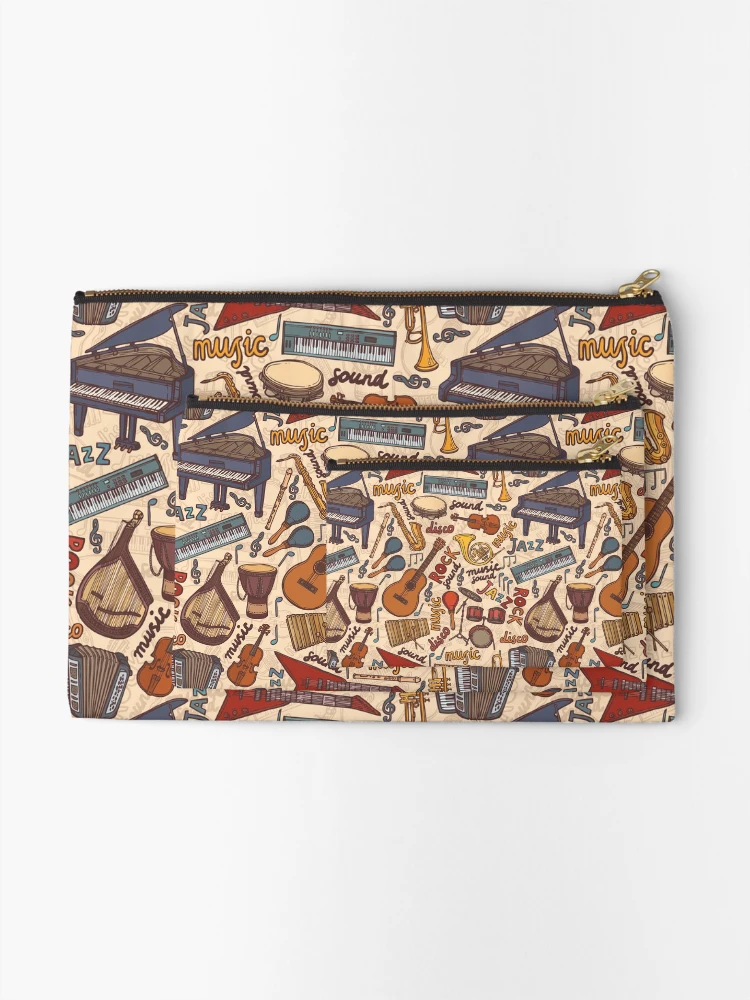 Thumbnail 2 of 4, Zipper Pouch, Band Instruments Seamless Music Pattern designed and sold by edwardecho.