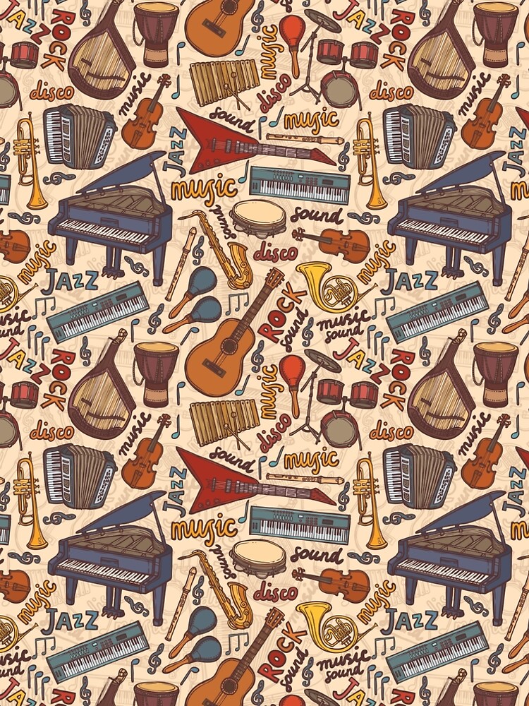 Thumbnail 5 of 5, A-Line Dress, Band Instruments Seamless Music Pattern designed and sold by edwardecho.