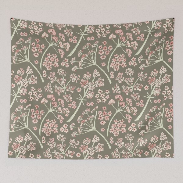 Item preview, Light Pink & Green Watercolor Stem Caraway Floral Pattern designed and sold by StudioPosies.