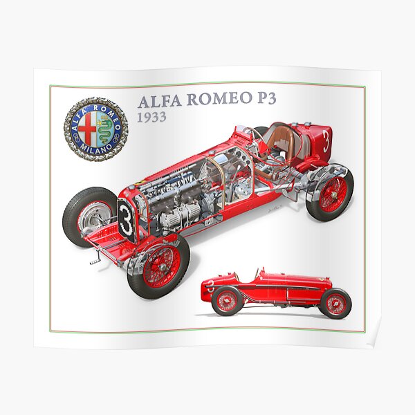Alfa Romeo P3 - Cutaway Poster Poster