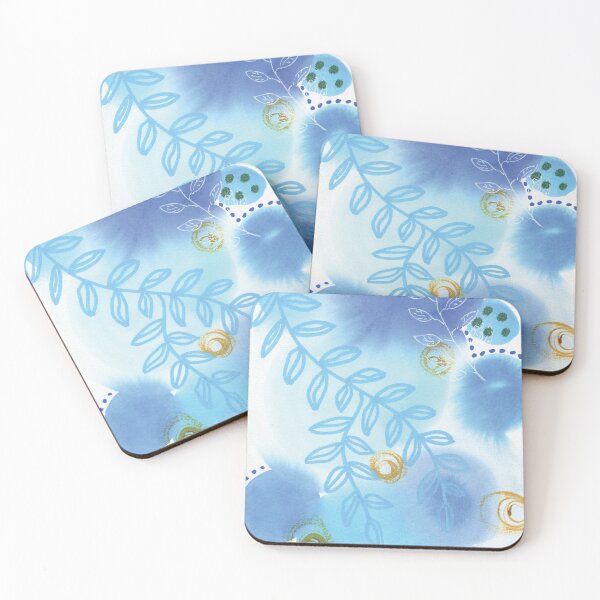 Item preview, Abstract blue botanical watercolor designed and sold by AnissaF.
