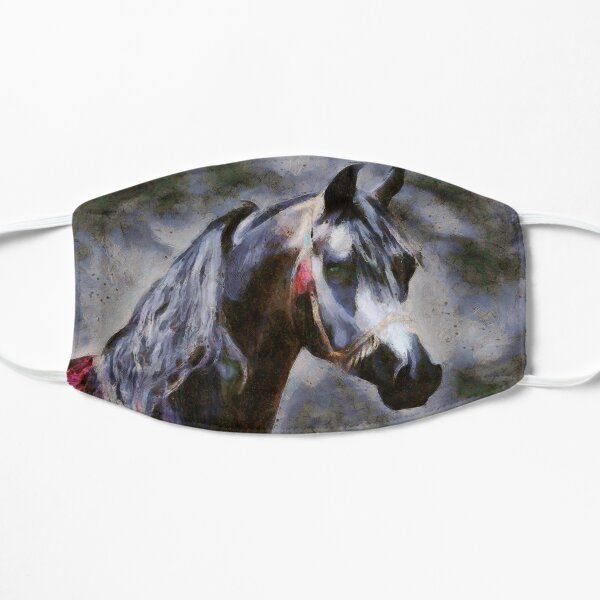 Arabian horse authentic gray oil painting Mask