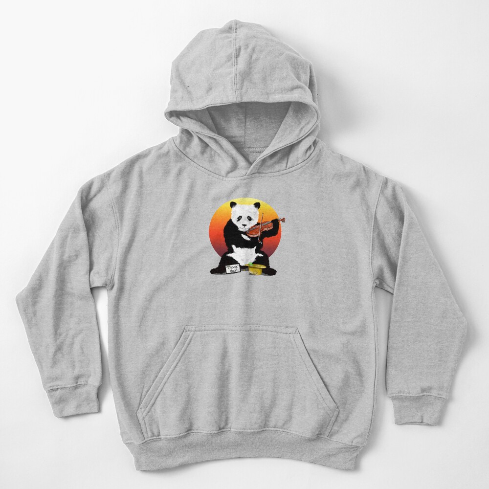 Panda Bear Playing a Violin Kids Pullover Hoodie