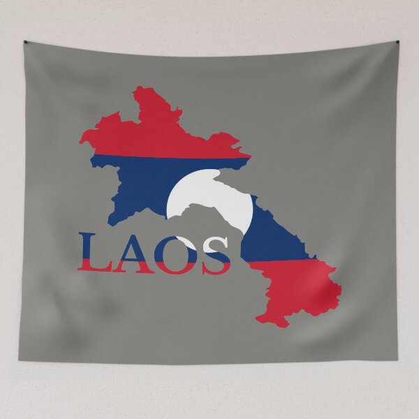 Item preview, Laos flag map designed and sold by marosharaf.