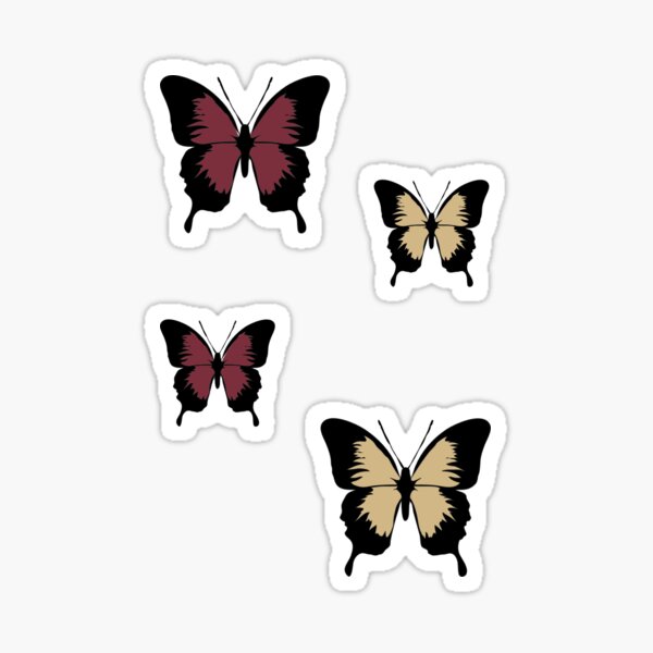 Red/Maroon/Garnet and Gold Butterfly Pack Sticker