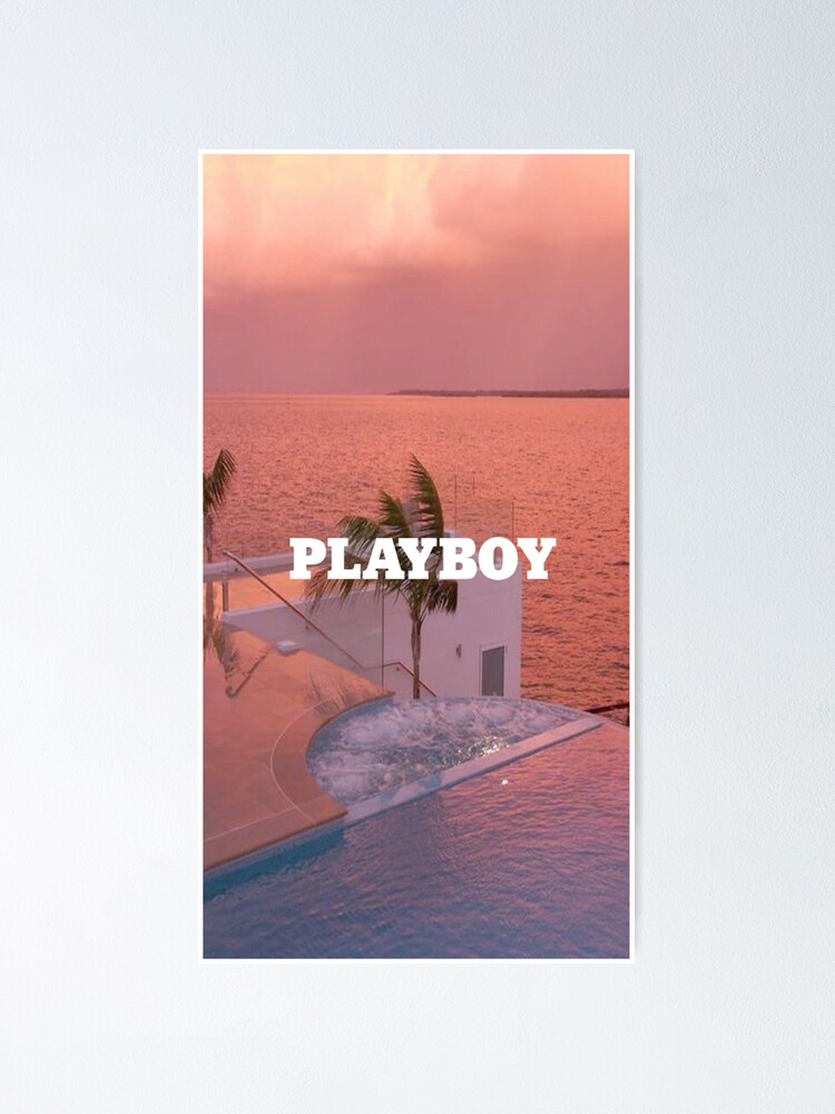 Playboy Aesthetic Pink Sunset Poster By Rebsunn Redbubble