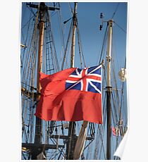 British ensign flag on ship, Brest 2008 Maritime Festival, Brittany, France Poster