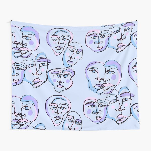 Item preview, lavendar doodle face line art designed and sold by mariahmoniquedesign.
