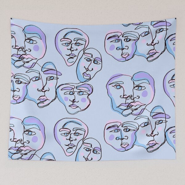 Item preview, lavendar doodle face line art designed and sold by mariahmoniquedesign.