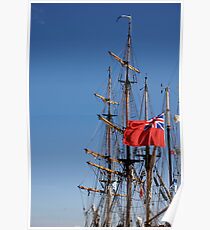 British ensign flag on ship, Brest 2008 Maritime Festival, Brittany, France Poster